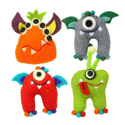 Felt Monster Tooth Fairy Pillows with pocket on back for money various designs