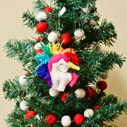 Rainbow Unicorn Felt Ornament on a Christmas tree