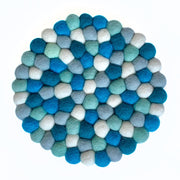 Felt Ball Round Trivet - Glacier Blue