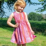 Girls Organic Cotton Sundress - Melon Reeds on model