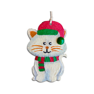 Hand-painted Natural Gourd Ornament - Kitty Cat