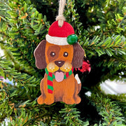 Hand-painted Natural Gourd Ornament - Dog with Santa Hat lifestyle