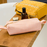 Grid-Stitch Utility Pouch Pencil Case - Pink lifestyle