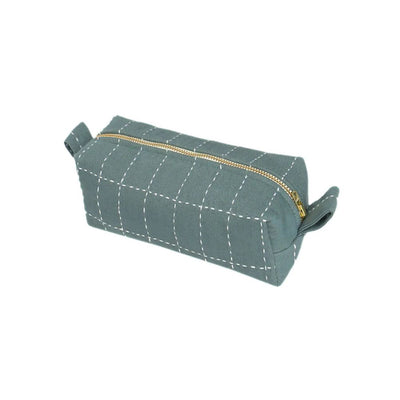 Grid-Stitch Toiletry Pouch Pencil Case Spruce