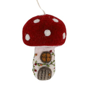 Gry and Sif Handmade Felt Mushroom House Ornament