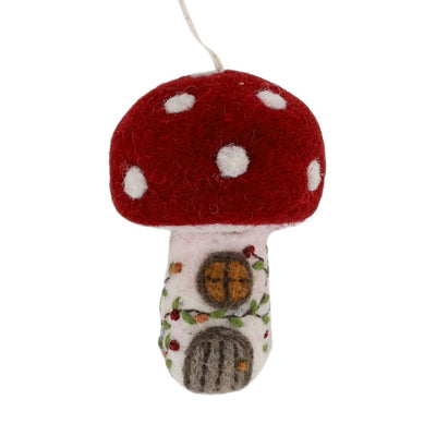 Gry and Sif Handmade Felt Mushroom House Ornament