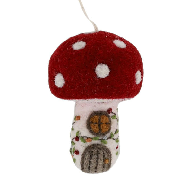 Gry and Sif Handmade Felt Mushroom House Ornament