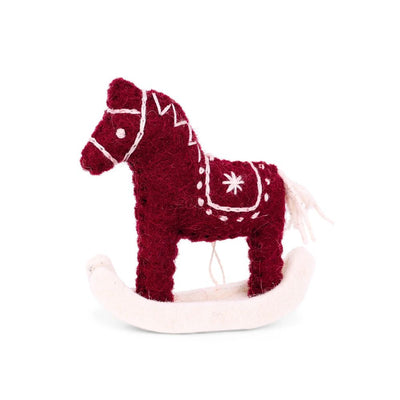 Gry and Sif Handmade Felt Rocking Red Horse Ornament