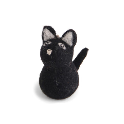 Handmade Felted Wool Tiny Black Cat Ornament