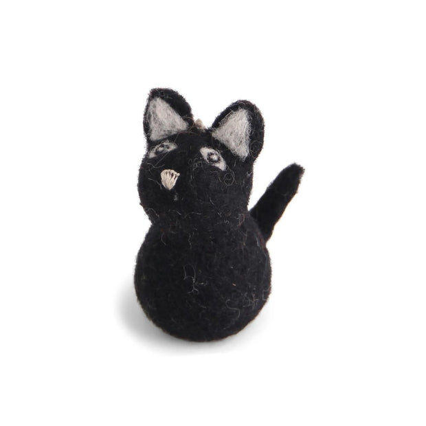 Handmade Felted Wool Tiny Black Cat Ornament