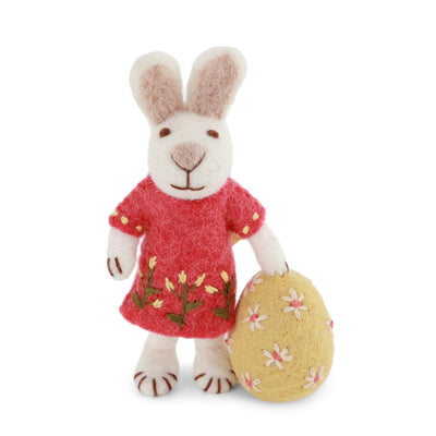 Felt Bunny with Dress and Big Egg Ornament