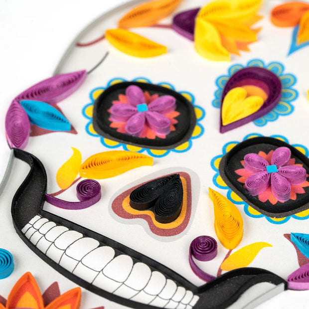 Quilled Colorful Sugar Skull Greeting Card detail