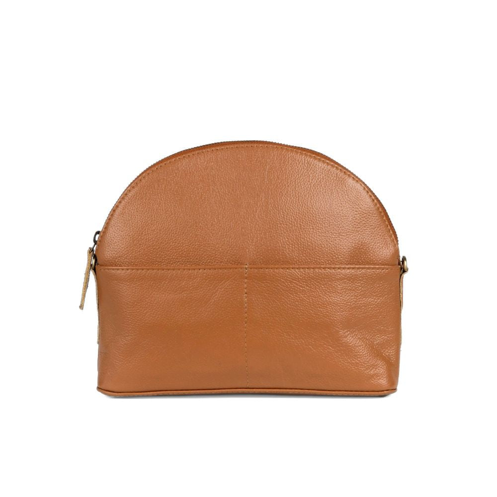 Half-Moon Leather Crossbody Bag - Camel – Zee Bee Market LLC