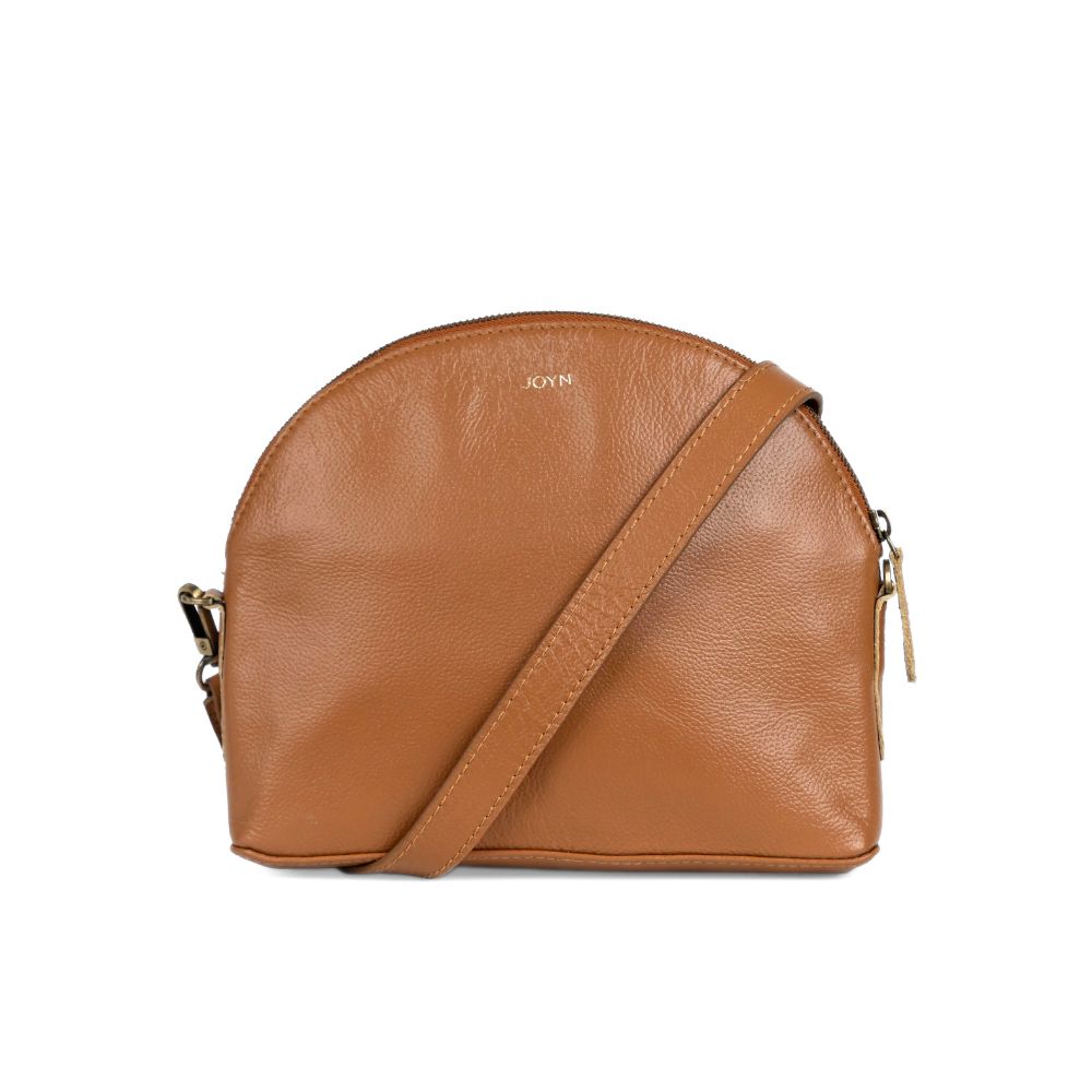 Half-Moon Leather Crossbody Bag - Camel – Zee Bee Market LLC