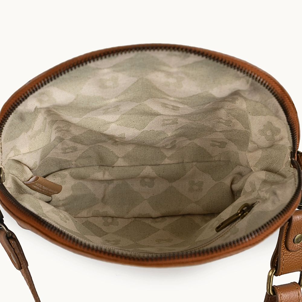 Half-Moon Leather Crossbody Bag - Camel – Zee Bee Market LLC