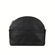 Half-Moon Leather Crossbody Bag - Black