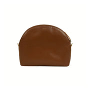 Small Half-Moon Brown Leather Crossbody Bag front