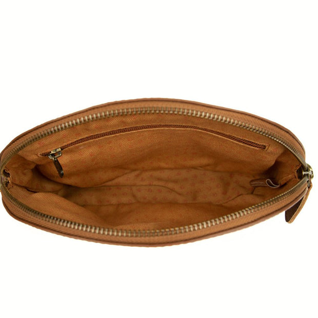 Small Half-Moon Brown Leather Crossbody Bag interior