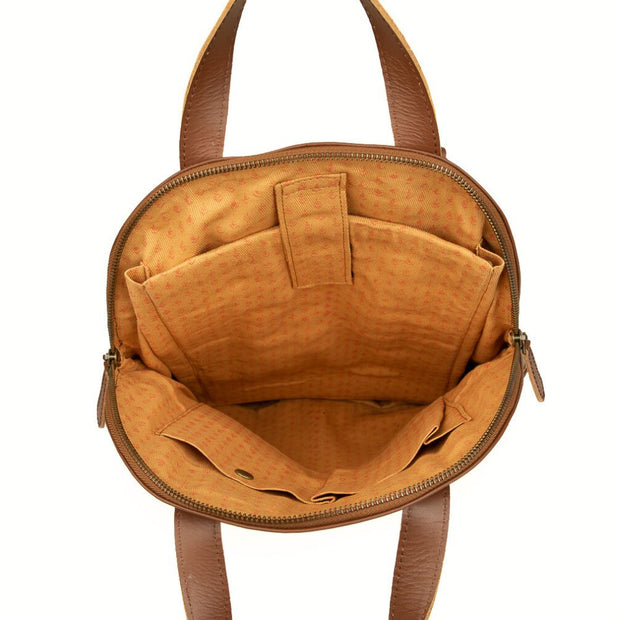 Half-moon Brown Leather Backpack interior