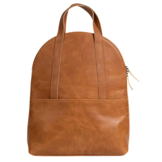 Half moon Camel Leather Backpack Zee Bee Market LLC