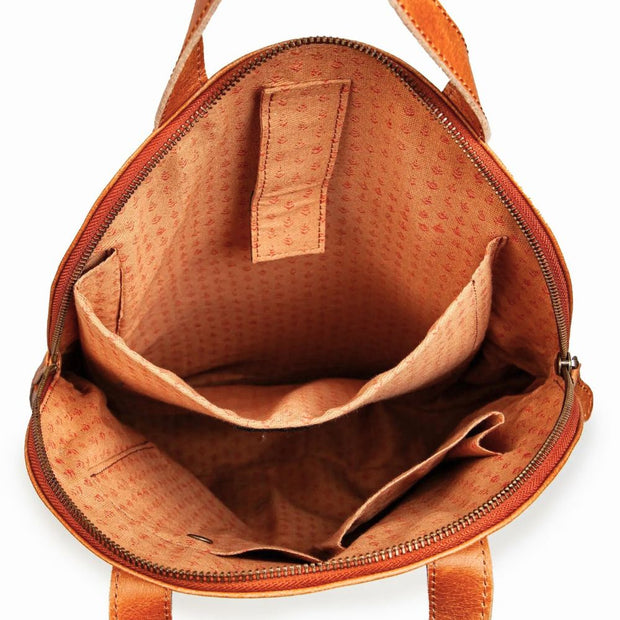 Half-moon Camel Leather Backpack interior view