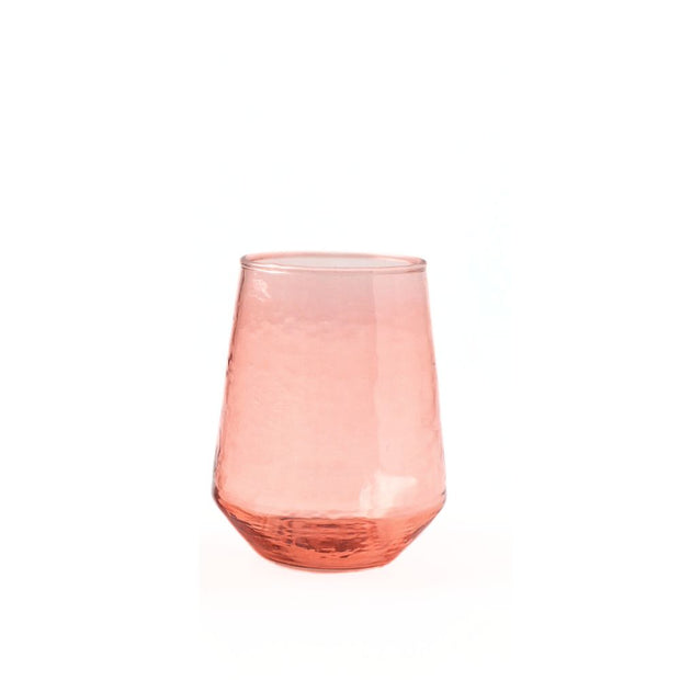 Hammered Glass Water Tumbler - Blush