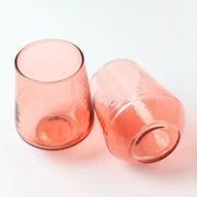 Hammered Glass Water Tumbler - Blush showing detail