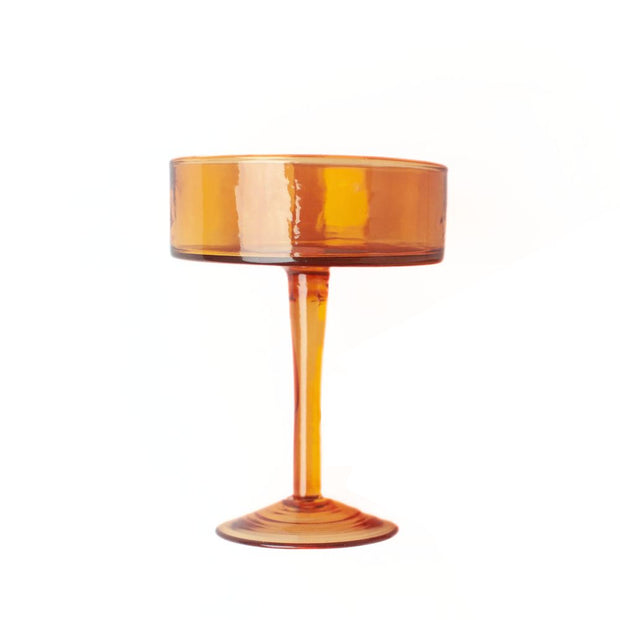 Hammered Coupe Cocktail Glass - Amber