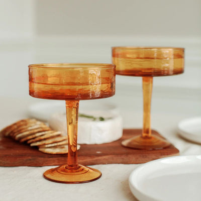 Hammered Coupe Cocktail Glass - Amber lifestyle