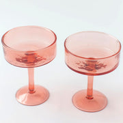 Hammered Coupe Cocktail Glass - Blush set of 2