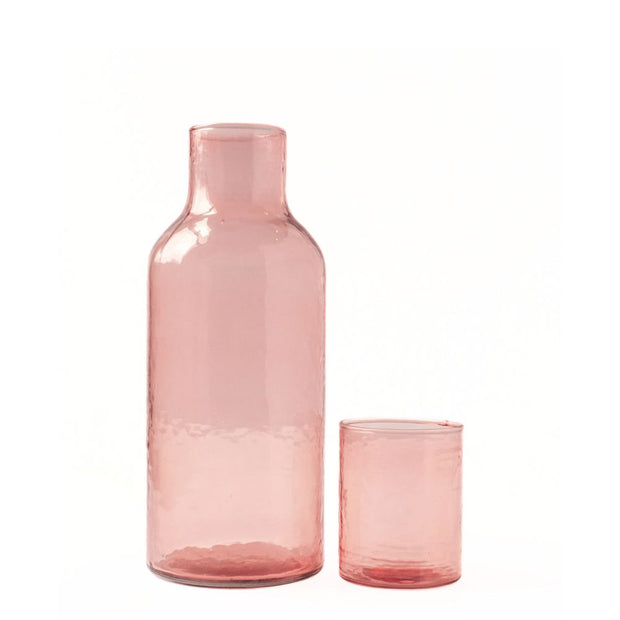 Handblown Hammered Glass Carafe - Blush without the lid