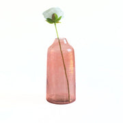 Siena Handblown Hammered Bud Vase in Blush color with a small rose