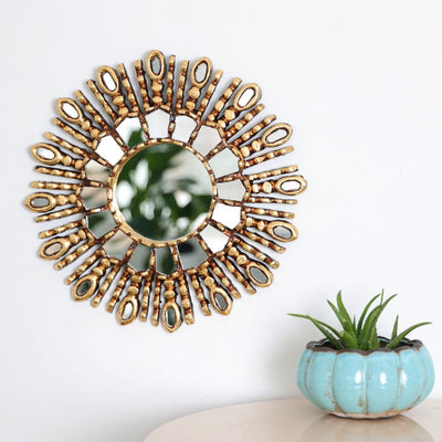 Cusco Bronze Leaf Wall Mirror 14"