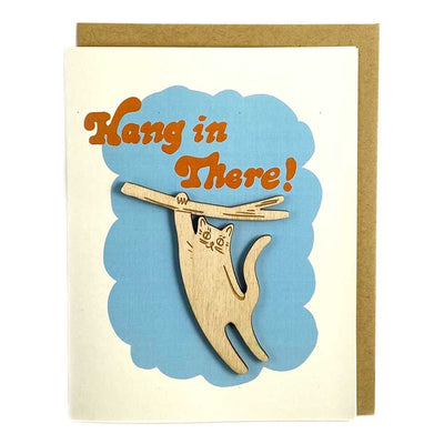 Hang in There - Cat Magnet with Greeting Card