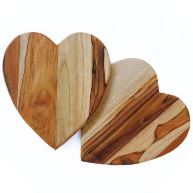 Heart-Shape Teak Wood Serving Board set of two