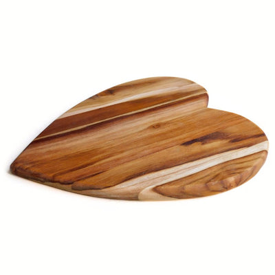 Heart-Shape Teak Wood Serving Board seen from the side
