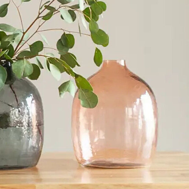 Hebron Handblown Hammered Glass Vase - Blush