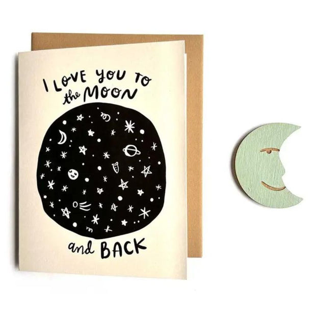 I Love You To the Moon and Back - Moon Magnet with Greeting Card with removed magnet
