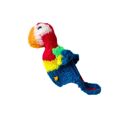 Colorful Knitted Finger Puppet - Macaw Bird