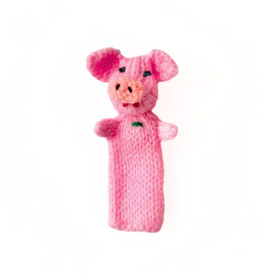 Pink knitted piggy finger puppet 