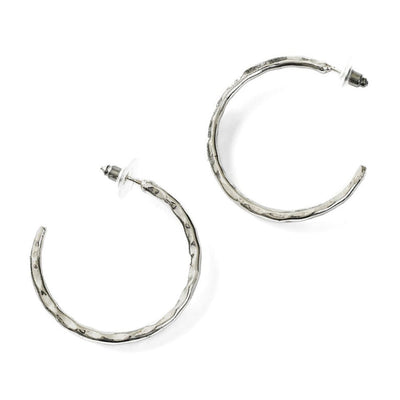 Bhavani Hammered Silver Open Hoop Earrings