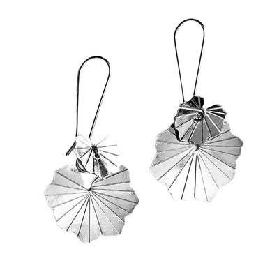 Sayuri Silver Tone Ginkgo Leaf Dangle Earrings