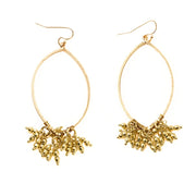 Jaya Beaded Gold Tassel Oval Hoop Earrings