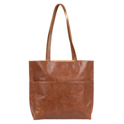 JOYN Everyday Tote in Brown Leather front view