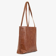 JOYN Everyday Tote in Brown Leather side view