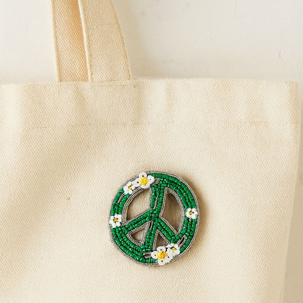 Beaded Brooch Pin - Peace Sign – Zee Bee Market LLC