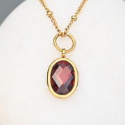 Birthstone Red Crystal Pendant Necklace for January