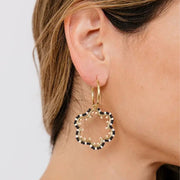 Jenna Black and White Beaded Dangle Earrings on model