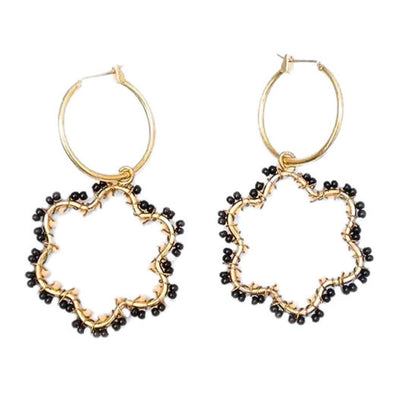 Jenna Black and White Beaded Dangle Earrings