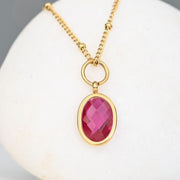 Birthstone Magenta Crystal Pendant Necklace for July